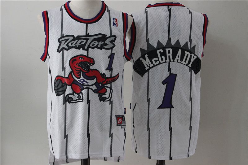 Men Toronto Raptors 1 Mccrady White Throwback NBA Jerseys